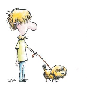 Dog Walking Illustration dog on leash pet walkies pets cartoon